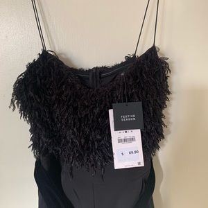 Feather Effect Trimmed Jumpsuit